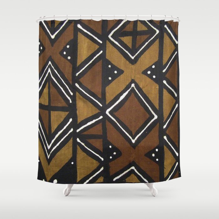 African Pattern - African Mudcloth Design Shower Curtain Gallery Image 1