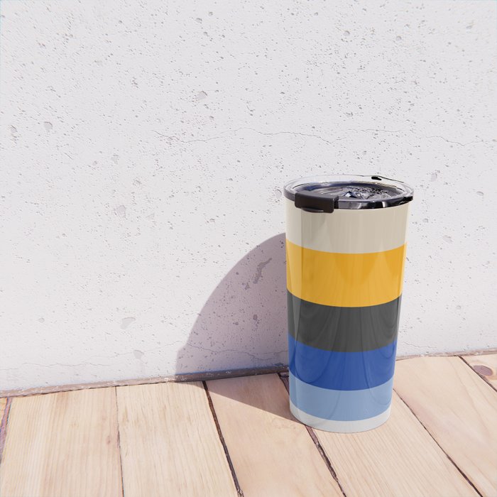 Complementary Blue & Yellow Colorful Geometric Pattern Travel Mug Gallery Image 4