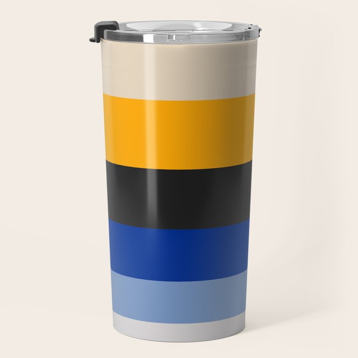 Complementary Blue & Yellow Colorful Geometric Pattern Travel Mug Gallery Image 3