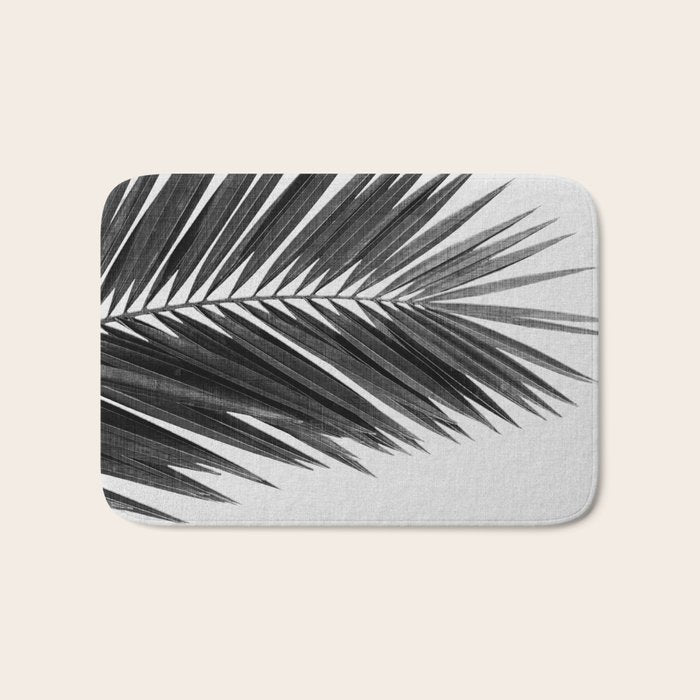 Palm Leaf Black & White I Bath Mat Gallery Image 1