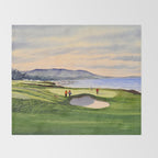 Pebble Beach Golf Course 9th Green Throw Blanket Gallery Image 2