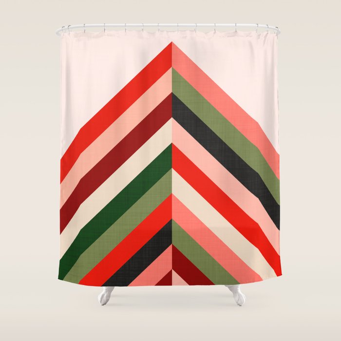 Chevron Christmas tree Shower Curtain Gallery Image 1