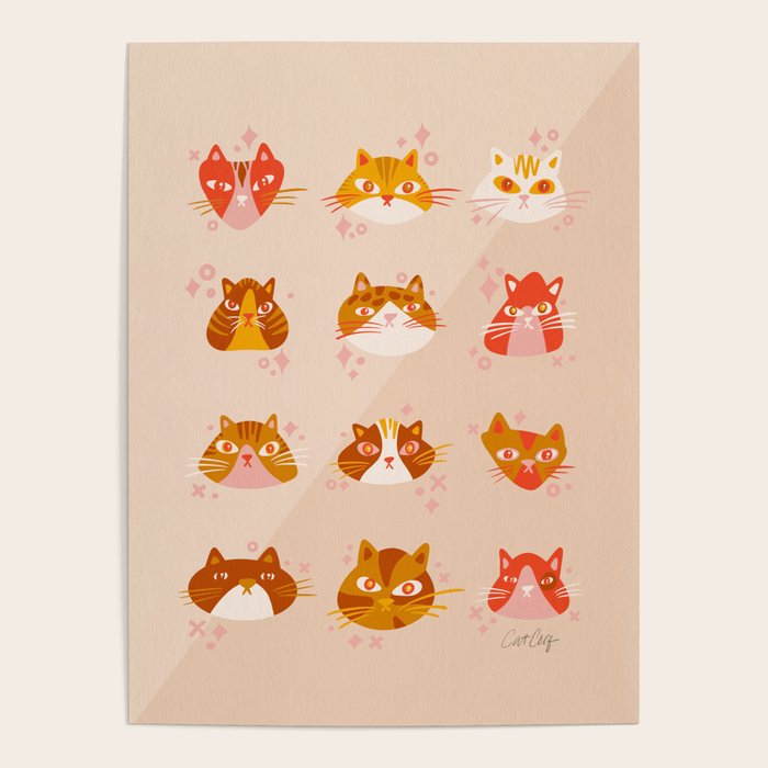 Cat Faces Collection - Retro Poster Gallery Image 1