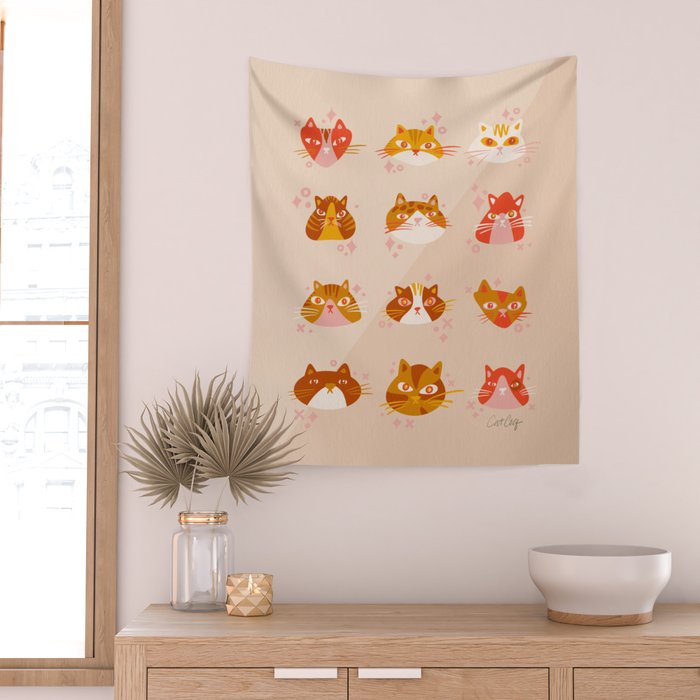Cat Faces Collection - Retro Wall Tapestry Gallery Image 2