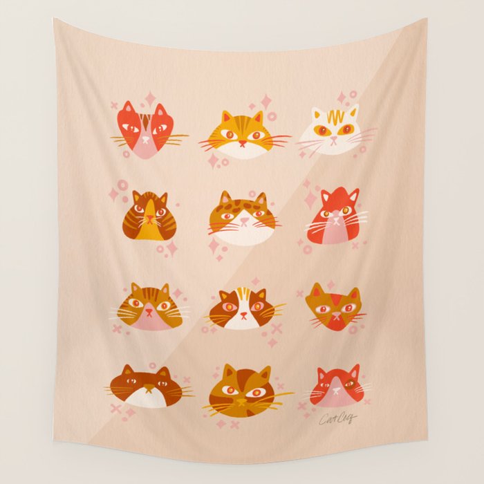Cat Faces Collection - Retro Wall Tapestry Gallery Image 4