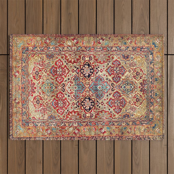 Esfahan Central Persian Rug Print Outdoor Rug Gallery Image 1
