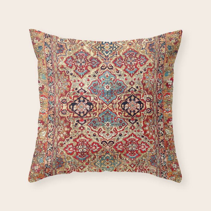 Esfahan Central Persian Rug Print Throw Pillow Gallery Image 1