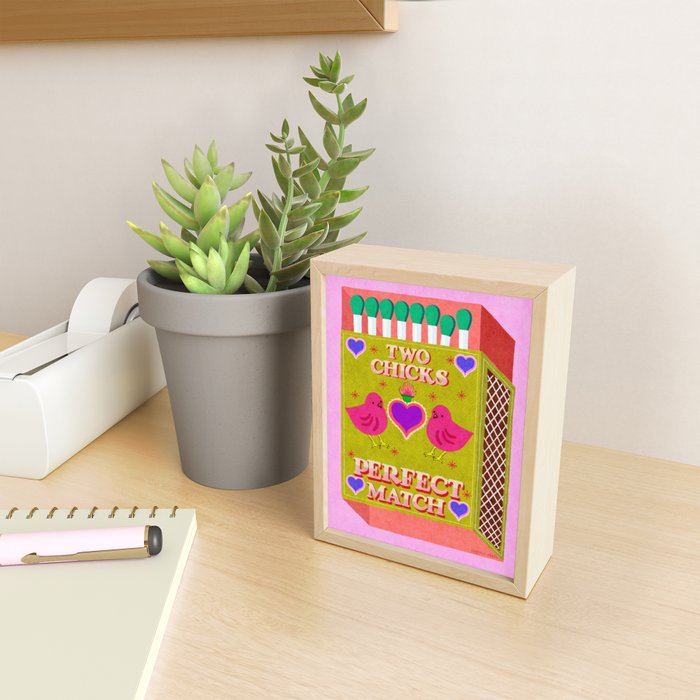 2 Chicks Perfect Match Vintage Matchbox Green & Pink Palette Mini Art Print Gallery Image 2