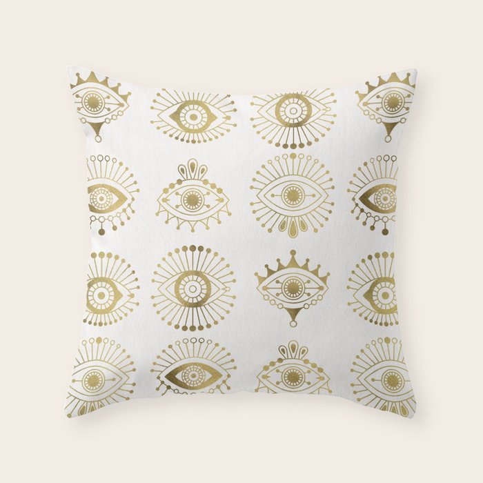 Evil Eyes - Gold Palette Throw Pillow Gallery Image 6