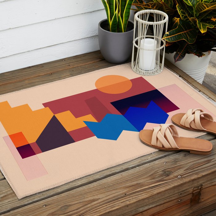 Geometric Shapes 20 Outdoor Rug Gallery Image 2