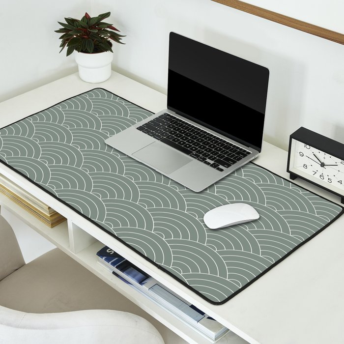 Waves (Linen Green) Desk Mat Gallery Image 2