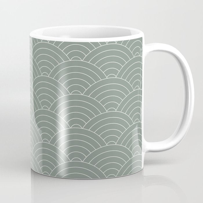 Waves (Linen Green) Coffee Mug Gallery Image 1