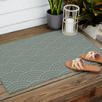 Waves (Linen Green) Outdoor Rug Gallery Image 2