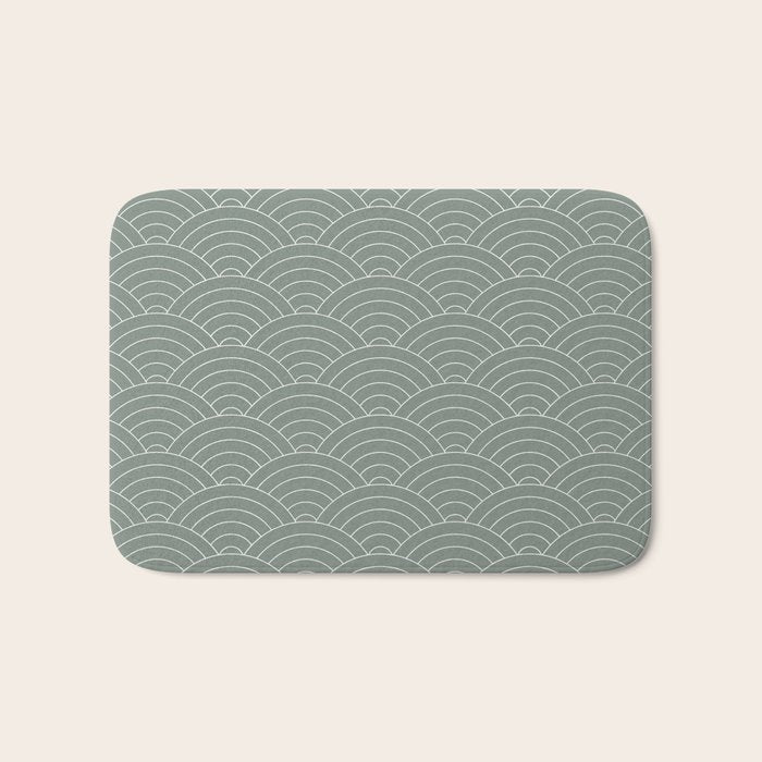 Waves (Linen Green) Bath Mat Gallery Image 1