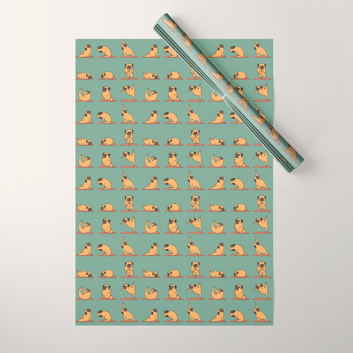 Pug Yoga Wrapping Paper Gallery Image 1