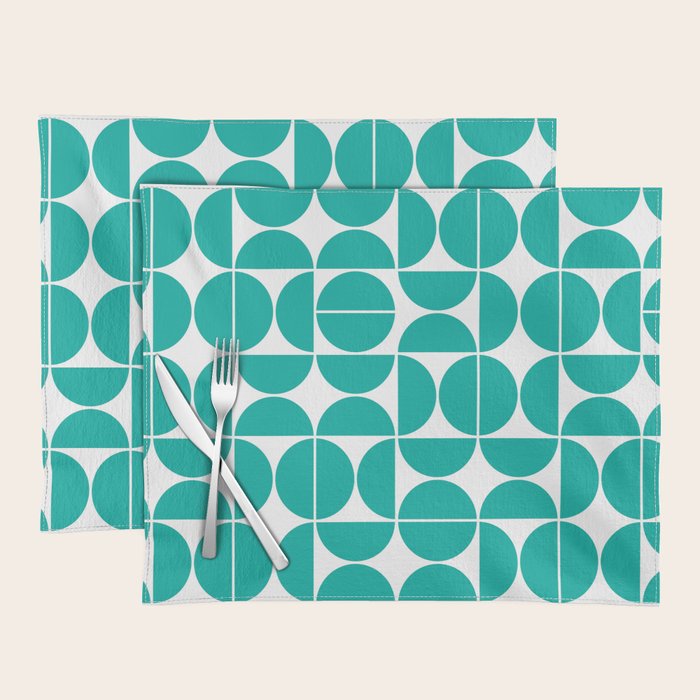 Mid Century Modern Geometric 04 Turquoise Placemat Gallery Image 1