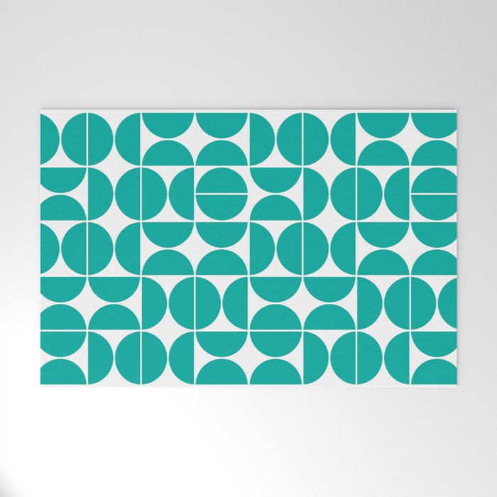 Mid Century Modern Geometric 04 Turquoise Welcome Mat Gallery Image 1