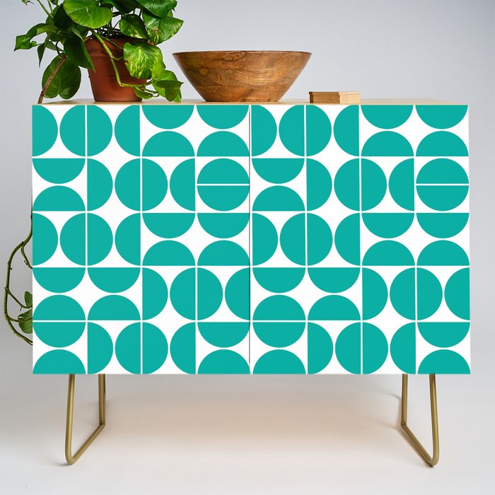 Mid Century Modern Geometric 04 Turquoise Credenza Gallery Image 1