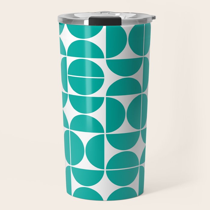 Mid Century Modern Geometric 04 Turquoise Travel Mug Gallery Image 1