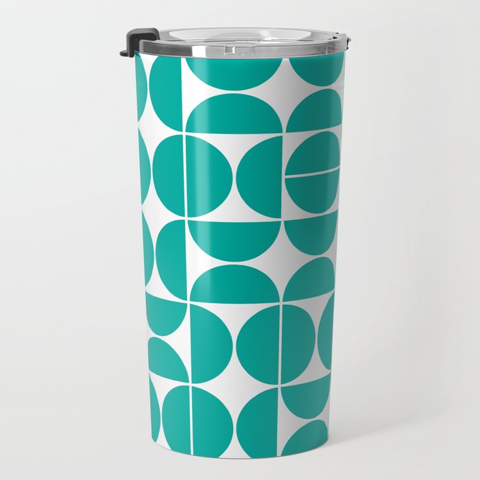 Mid Century Modern Geometric 04 Turquoise Travel Mug Gallery Image 3