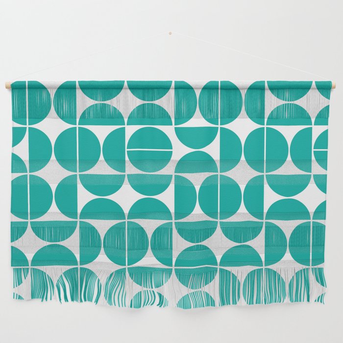 Mid Century Modern Geometric 04 Turquoise Wall Hanging Gallery Image 1