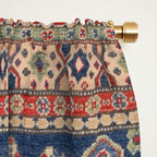 Red And Blue Madallion Kazak Handmade Rug Window Curtain Gallery Image 2
