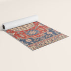 Red And Blue Madallion Kazak Handmade Rug Yoga Mat Gallery Image 2