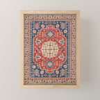 Red And Blue Madallion Kazak Handmade Rug Mini Art Print Gallery Image 1