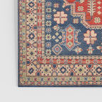 Red And Blue Madallion Kazak Handmade Rug Poster Gallery Image 3