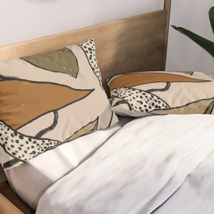 Patterned Tropical Leaves #1 Pillow Sham Gallery Image 2