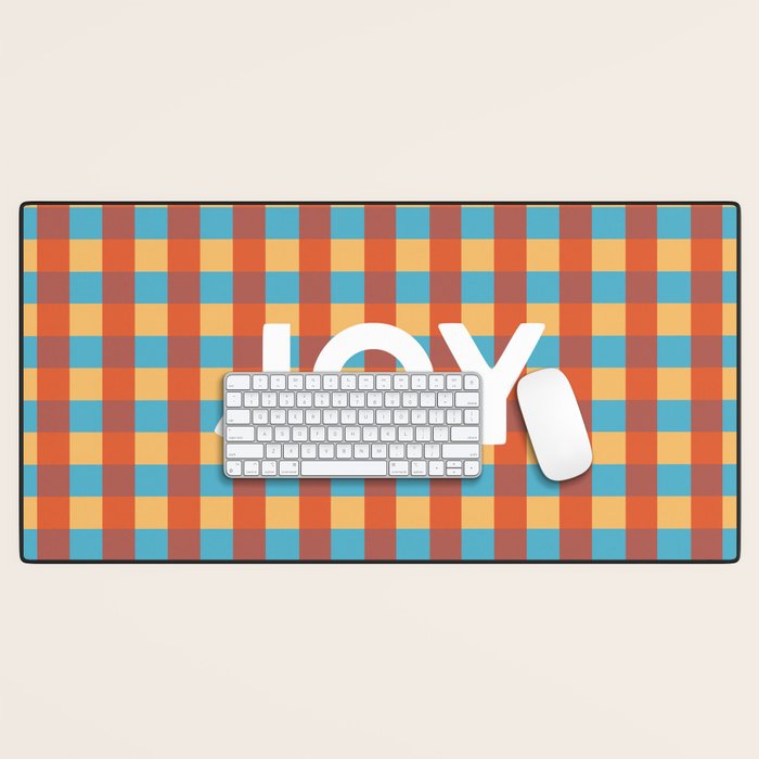 Joy in Christmas Plaid Desk Mat Gallery Image 1