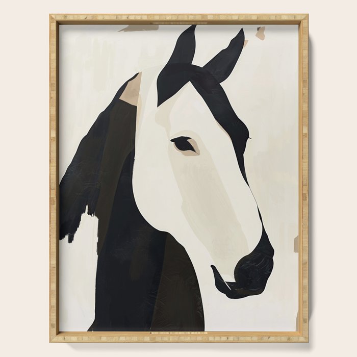 Horse in Black and White Serving Tray Gallery Image 1
