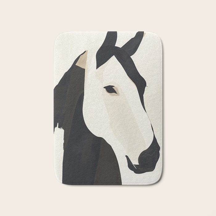 Horse in Black and White Bath Mat Gallery Image 1