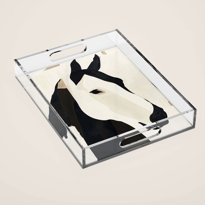 Horse in Black and White Acrylic Tray Gallery Image 1