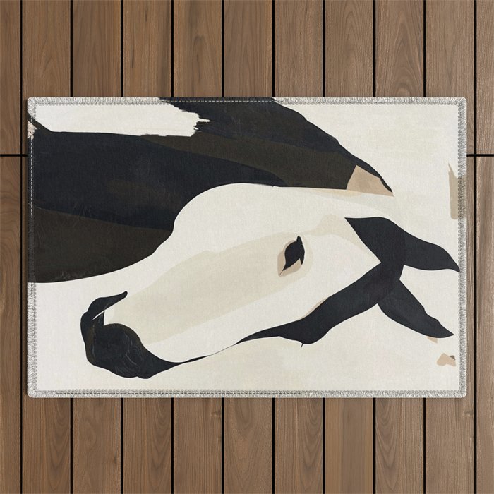 Horse in Black and White Outdoor Rug Gallery Image 1
