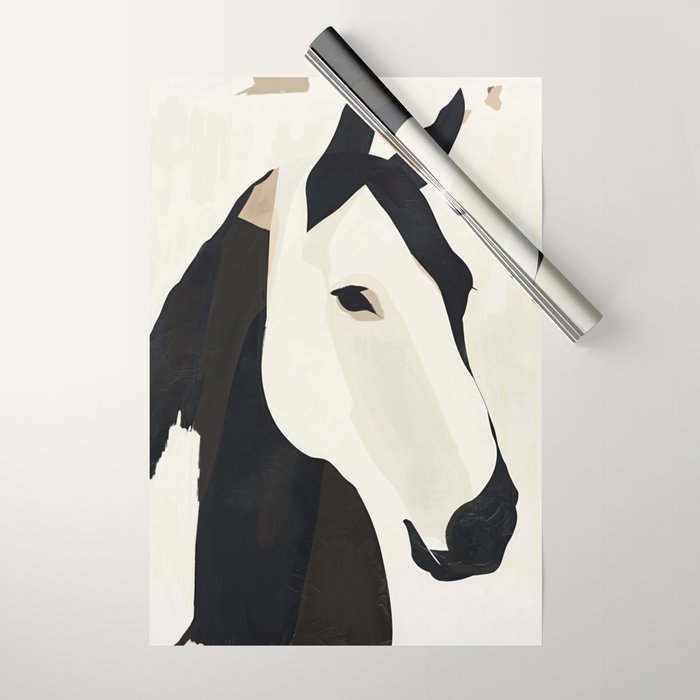 Horse in Black and White Wrapping Paper Gallery Image 1