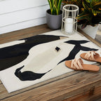 Horse in Black and White Outdoor Rug Gallery Image 2