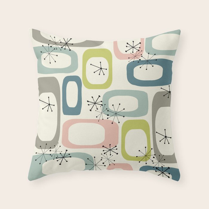 Mid Century Modern Shapes #society6 #buyart Throw Pillow Gallery Image 1