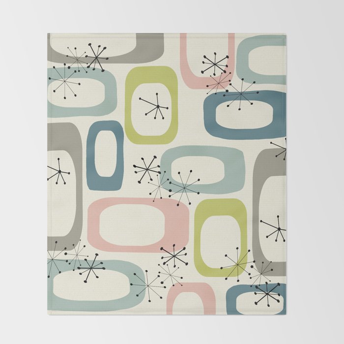 Mid Century Modern Shapes #society6 #buyart Throw Blanket Gallery Image 2