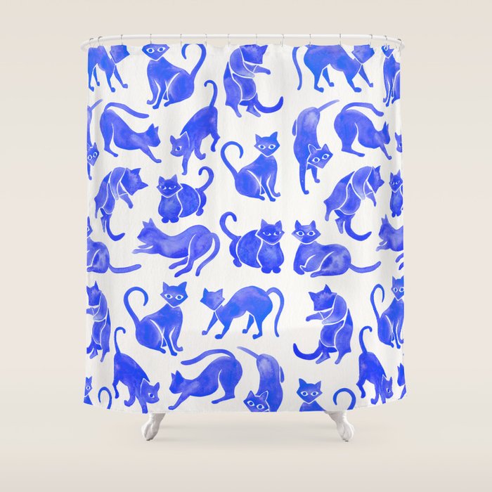 Cat Positions - Blue Palette Shower Curtain Gallery Image 1