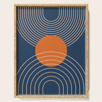Geometric Lines in Orange and Navy Blue 2 (Sun and Rainbow Abstract) Serving Tray Gallery Image 1