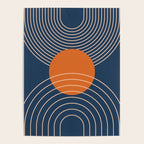 Geometric Lines in Orange and Navy Blue 2 (Sun and Rainbow Abstract) Poster Gallery Image 4