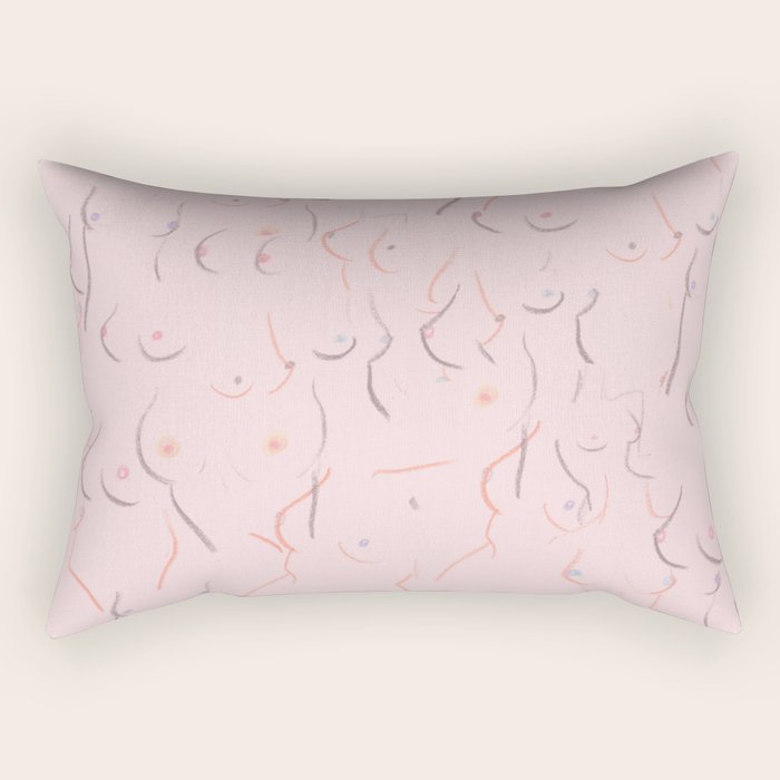 Breasts in Millennial Pink Rectangular Pillow Gallery Image 2