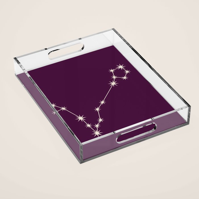 Pisces Zodiac Star Constellation Line Art Plum Purple Acrylic Tray Gallery Image 1