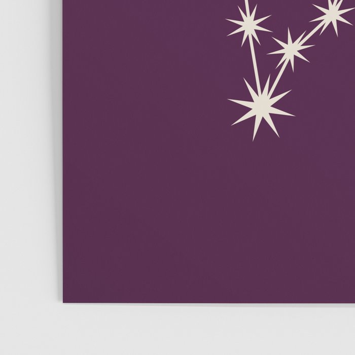 Pisces Zodiac Star Constellation Line Art Plum Purple Poster Gallery Image 3