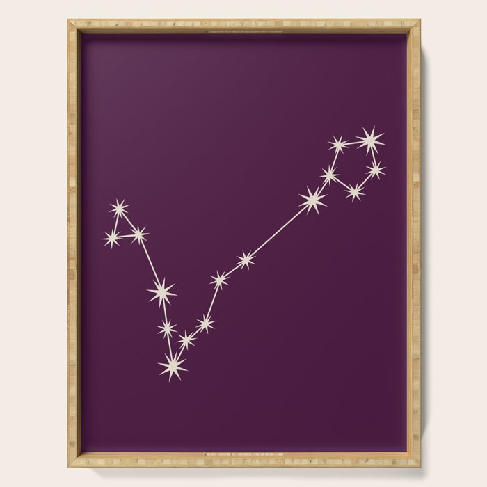 Pisces Zodiac Star Constellation Line Art Plum Purple Serving Tray Gallery Image 1