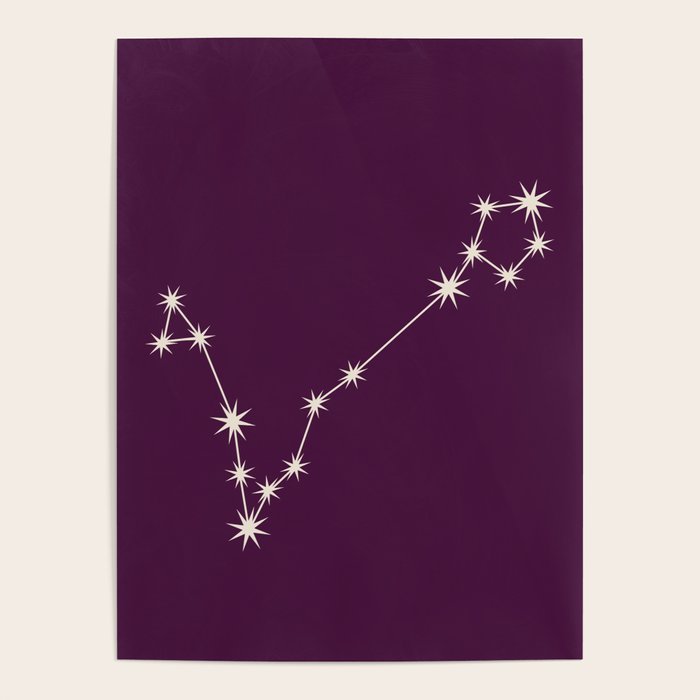 Pisces Zodiac Star Constellation Line Art Plum Purple Poster Gallery Image 4