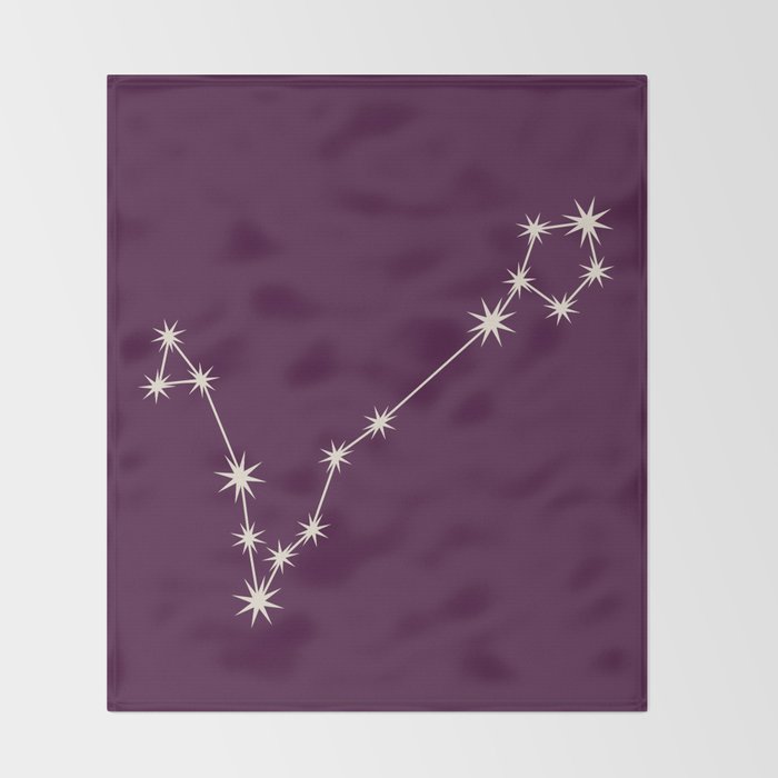 Pisces Zodiac Star Constellation Line Art Plum Purple Throw Blanket Gallery Image 2