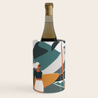 Single Fin Soul - Surfing Illustration with Longboard Balancing Surfer Girl Wine Chiller Gallery Image 1