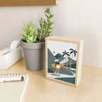 Single Fin Soul - Surfing Illustration with Longboard Balancing Surfer Girl Mini Art Print Gallery Image 2